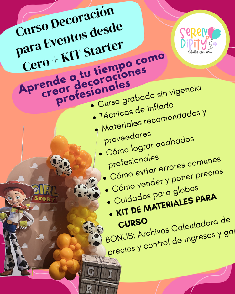 Aprende Decoración con Globos y Empieza tu Negocio (Incluye Kit Starter)